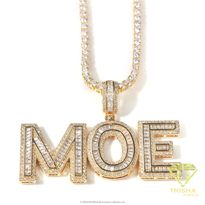 Collier pendentif lettre KING serti de diamants, style hip-hop personnalisé, chaîne cubaine en moissanite, bijoux pour hommes - Product Image 3