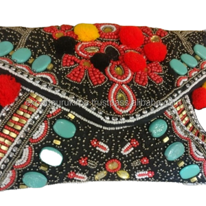 Indian Handmade Women's Boho Style Designer Clutch Elegant Beaded Evening Shopping Party Shoulder Bags Bohemian Messenger Bags - Product Image 1