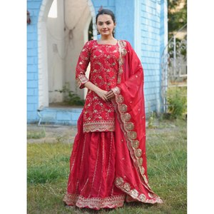 Traje Lehenga de Chifón de Diseño para Fiesta con Bordado de Lentejuelas - Product Image 2