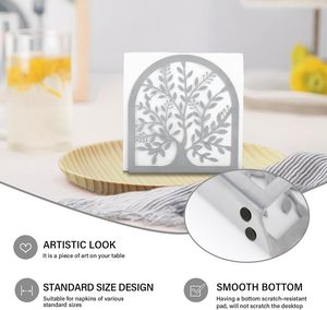 Porte-serviettes vertical en métal argenté, décoratif en forme de feuille, distributeur de serviettes en papier, support de table pour cocktails, organiseur de salle à manger - Product Image 1