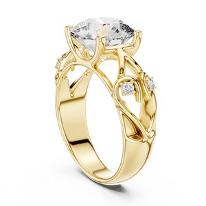 Bague de fiançailles en diamant de laboratoire 1 CT 2 CT 3 CT, bande ronde en filigrane, or massif 18K 14K 10K, argent 925, pour femme - Product Image 4