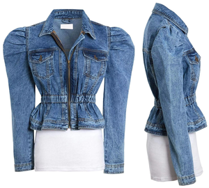 เสื้อแจ็คเก็ตยีนส์สั้นสีฟ้าอ่อนสำหรับผู้หญิง วัยรุ่น สไตล์ลำลอง คลาสสิก ผ้าฝ้าย 100% ซักแล้ว ขายส่ง - Product Image 3