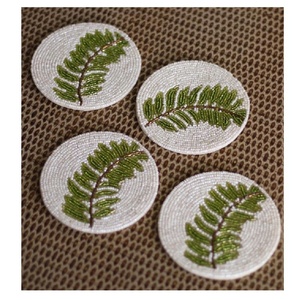 Christmas <b>Tree</b> Glass Beads Coaster Set of 4 Coffee <b>Mug</b> Tea Cup Drink Glass Dining Table Sideboard Home Office Table Coaster - Product Image 5