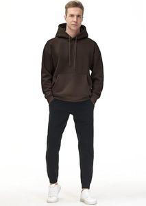 Sweat-shirt à capuche pour homme en molleton 100% coton, coupe classique, ultra doux, uni, décontracté pour l'hiver, avec poches - Product Image 2