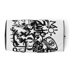 High Quality Leather Graffiti Print Duffel <b>Bag</b> with Zipper Closure Mesh Lining Casual Travel Use Multi-Functional Design - Product Image 1