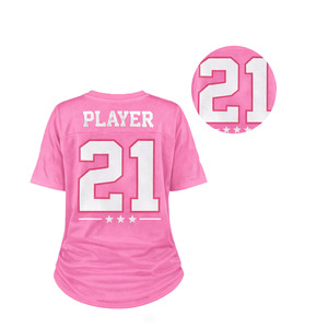 Camiseta de malla rosa para mujer, estilo universitario Y2K, ropa urbana de verano, blusa de hip hop, camiseta de fútbol americano, top corto holgado con estampado de número de bloque - Product Image 4