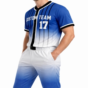 Ensemble de maillots de baseball d'été respirants de haute qualité pour hommes, personnalisables pour équipes, avec boutons sur le devant, fabrication OEM, 100 % polyester - Product Image 4