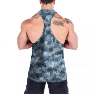 Camiseta sin mangas de punto con cuello redondo y estampado tie-dye para hombre, con logo personalizado, transpirable, informal, azul, rosa, morado. - Product Image 4
