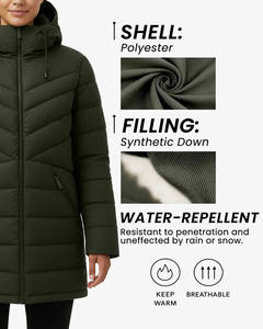 ราคาโรงงาน OEM เสื้อแจ็คเก็ตพัฟเฟอร์ผู้หญิงสีเขียวเข้มแบบมีฮู้ด เสื้อโค้ทพัฟเฟอร์สั่งทำพิเศษ เสื้อโค้ทควิลท์ทันสมัยพร้อมกระเป๋าซิป - Product Image 5