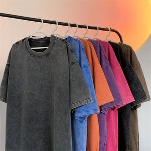 Camiseta vintage de gran tamaño personalizada de peso pesado de fábrica directa para camisetas de hombre de cuello redondo de algodón liso lavado de alta calidad Unisex - Product Image 1