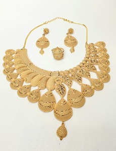 Good Selling 24K Gold Plated Stainless Steel Jewelry Fashionable Style Necklace Earrings and <b>Ring</b> - Product Image 5