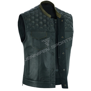 Veste en cuir véritable pour motard, coupe diamant, respirante, hiver, courte, nouvelle collection homme, avec plusieurs poches - Product Image 3
