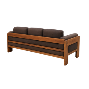 Sofá Moderno de Madera de Teca Sólida con un Solo Asiento y Brazos Tapizados en Tela para Sala de Estar, Hotel, Muebles de Madera Personalizados - Product Image 4