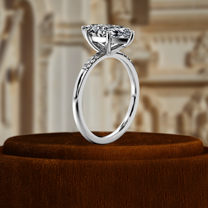 Bague de fiançailles en diamant taille marquise 1 carat avec halo à 6 griffes, certifiée IGI, en or blanc/jaune 14 carats, bague certifiée IGI - Product Image 4