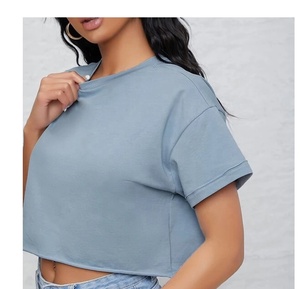 T-shirt manches courtes en coton pour femmes, haut court décontracté, coupe ample, personnalisé, Offre Spéciale - Product Image 4