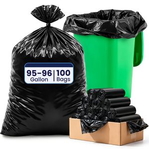 TH GB-012 95-96 Gallon Heavy Duty Trash Bags <b>Extra</b> <b>Large</b> Black Garbage Can Liners for Luxury Hotel, Resorts & Shopping Malls - Product Image 1