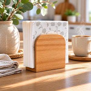 Boîte à mouchoirs et porte-serviettes en bois de pin rustique de style pyramide, écologique, avec logo personnalisé, avec étui en bois décoratif pour la maison et le bureau - Product Image 6