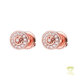 925 <b>Sterling</b> <b>Silver</b> Lab Grown Diamond Spiral <b>Stud</b> <b>Earrings</b> With Round Stone Design Gold Tone Detail For Retail - Product Image 3