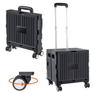 "110 Lbs Load Capacity <b>Foldable</b> Utility <b>Cart</b> Portable Rolling Folding Crate with Telescoping Handle" - Product Image 6