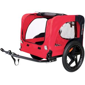 Remorque pliable rouge pour vélo, pour chiens, utilisation extérieure, avec réflecteurs et drapeau de sécurité inclus, transporteur pour animaux de compagnie - Product Image 2