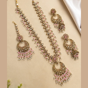 Ensemble de colliers longs pour femmes JeweleMarket, plaqué or, avec pierres en cristal et perles, style ethnique, pour mariage, fiançailles, anniversaire - Product Image 4