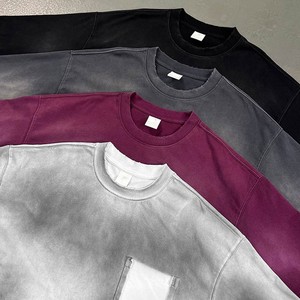 Camiseta de Manga Corta para Hombre, Talla Grande, Color Morado, Cuello Redondo, con Bolsillo, Estilo Casual, 100% Algodón Jersey, Color Sólido - Product Image 5