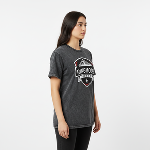 T-shirt sport pour homme, effet délavé, logo en relief, col rond, manches courtes, coupe classique - Product Image 3