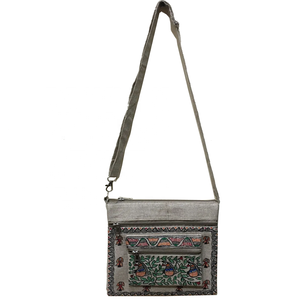 Sac de transport à bandoulière en jute imprimé de qualité supérieure écologique à double sangle avec fermeture éclair Genre - Product Image 2