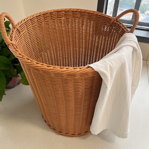 Woven <b>Rattan</b> Hand-braided Laundry <b>Basket</b> Storage Bin - Wholesale Price - Product Image 3