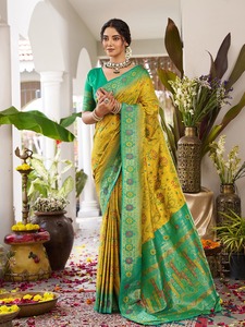 Sari Banarasi en soie douce et lourde, écologique, avec chemisier - Product Image 3