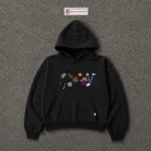 Sudadera con Capucha Negra para Hombre, con Estampado de Dibujos Animados, Estilo Casual, Oversize, de Felpa Francesa, con Logotipo Frontal, para Otoño, Ropa Urbana - Product Image 5