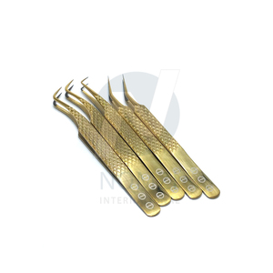 Pince à épiler de luxe en acier inoxydable durable, pointe ultra-fine pour extensions de cils 3D/6D, design doré, longueur 10 mm - Product Image 2
