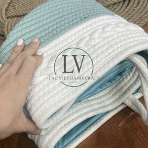 Handmade high quality cotton round <b>storage</b> bucket <b>basket</b> multi-function with handles cotton <b>rope</b> <b>storage</b> <b>basket</b> from Vietnam - Product Image 4