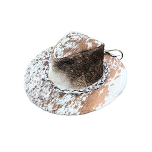 Leather Cowboy <b>Hat</b> Rugged <b>Western</b> Style Durable Leather Construction Outdoor Riding And Travel Use - Product Image 1