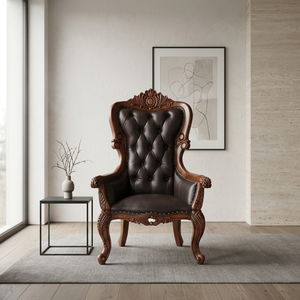 <span class=keywords><strong>Poltrona</strong></span> Trono di Lusso Personalizzata con Schienale Alto, in Legno Massello Intagliato a Mano, Rivestita in Pelle Trapuntata, per Hall di Hotel, Villa, Lounge VIP - Product Image 5