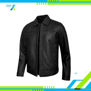 ชุดวอร์มผู้ชายแบบสั่งทำพิเศษ หนังแกะแท้ คอจีน หนังแท้ กันลม ผ้าแคนวาส โลโก้ด้านหน้า ชุดลำลองสไตล์สปอร์ต - Product Image 5