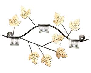 Support mural décoratif en fer forgé antique en forme de feuille d'érable pour bougies chauffe-plat, applique murale en métal pour salon, chambre à coucher, ambiance festive - Product Image 3