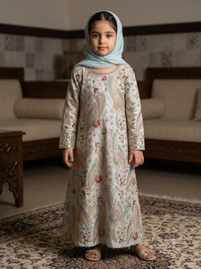 Tissu en satin de soie brodé à motifs floraux pour robe, veste, abaya, kaftan, burqa, vêtements de mariée et de mariages, veste pour enfants. - Product Image 3