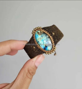 สร้อยข้อมือลูกปัดลาบราดอไรต์20-30มม. เครื่องประดับทำมือสายหรือทองเหลืองสำหรับเครื่องประดับแฟชั่นเครื่องประดับชุดปาร์ตี้ - Product Image 2