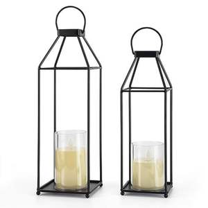 Lanterne à bougie moderne en métal noir, support décoratif en fil de fer pour bougies, idéal pour la maison, les mariages, la terrasse, la décoration intérieure et extérieure - Product Image 1