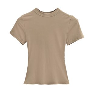 Camisetas de Alta Calidad al por Mayor, Camisetas Ajustadas de Moda Urbana para Mujer, Camisetas Cortas de Algodón con Cuello Redondo - Product Image 1