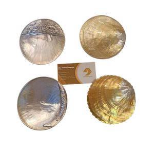 จานเปลือกหอยทรงกลมตกแต่งลายดอกไม้สีเงิน จานกลมลายดอกไม้มุกสำหรับใส่คาเวียร์ สบู่ ลูกอม ของตกแต่งบ้าน - Product Image 5