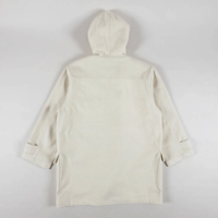 Veste parka en laine mélangée blanc cassé pour homme, manteau d'hiver chaud avec capuche et boutons-pression, épais manteau d'extérieur