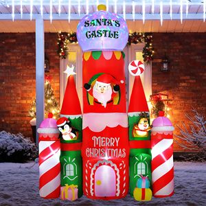 Château gonflable géant de Noël de 118 pouces avec lumières clignotantes pour décorations extérieures de jardin - Product Image 2