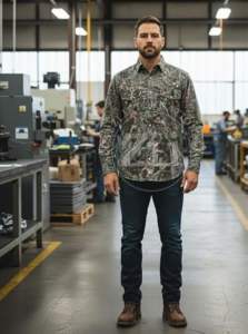 Chemises de soudage réfléchissantes à manches longues ignifuges ZUNEZI ZI-7098 2 FR, camouflage jungle, résistance à la chaleur 300-500°C, coupe régulière - Product Image 4