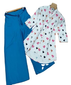 Vêtements de fête les plus attrayants Top imprimé en rayonne de coton avec Palazzo Indian Girls Wear Readymade Cheap Low Price Wholesale Surat Alphanumero - Product Image 1