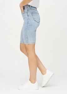 Shorts de Mezclilla Personalizados para Mujer, Cintura Alta, Corte Ajustado, Largo hasta la Rodilla, Elásticos, Casuales, de Verano, Moda OEM, Venta al Por Mayor - Product Image 2