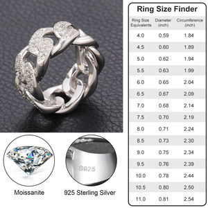 ZAWO HOUSE 925 Silver Rhodium & <b>Rose</b> Gold Plated Luxury Moissanite Claw Setting Cuban Band Ring Unisex - Product Image 6
