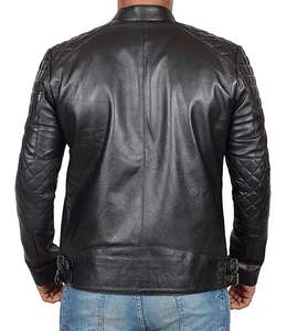 Plus Size Spring and Fall Men's <b>Racer</b> Men's Leather <b>Jacket</b> Genuine leather zip-up <b>jacket</b> - Product Image 6