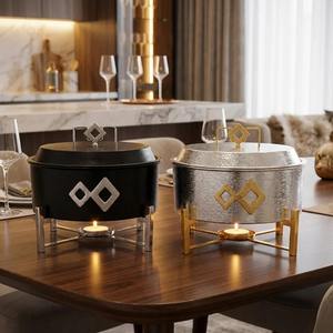 ถาดอุ่นอาหารสองชั้น สแตนเลสสีดำหรูหรา เคลือบผง ทนทาน ไม่ติดกระทะ เหมาะสำหรับบุฟเฟ่ต์ โรงแรม และงานจัดเลี้ยง - Product Image 5